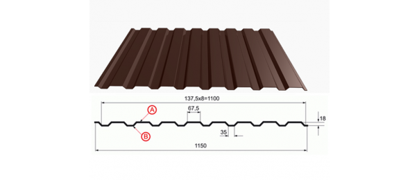 Профнастил коричневый оцинкованный  RAL 8017 С-20 купить недорого в Кленово