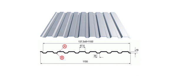 Профнастил оцинкованный С-20 1100x2500 купить недорого в Кленово